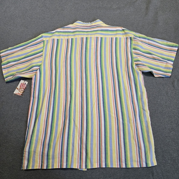Miskeen Originals Mens 3XL 100% Linen Shirt NWT Short Sleeve Button Up Colorful - Picture 2 of 10